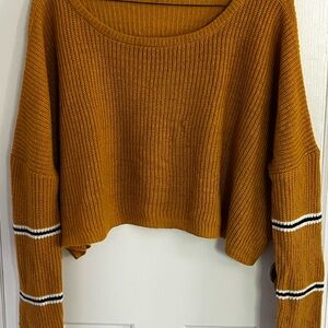 Timing Mustard Crew Neck Sweater with Ribbed Texture